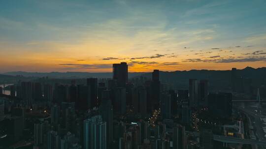 4K大气城市航拍日出日落夜景