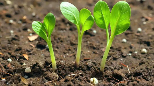 破土而出的小苗生长延时拍摄
