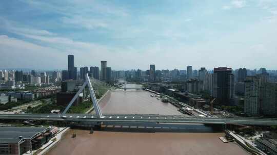 浙江宁波外滩大桥桥梁交通航拍视频素材模板下载