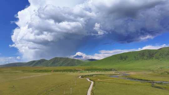 航拍四川甘孜白玉县纳塔乡七彩草原风光