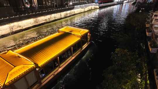 跟随拍摄南京秦淮河游船画舫视频素材模板下载