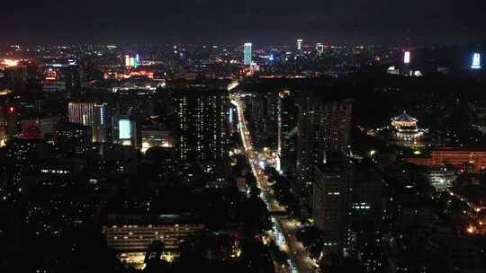 广州越秀区城市夜景与交通