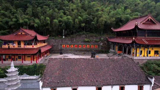 九华山慧居寺航拍合集视频素材模板下载