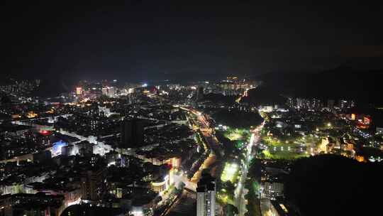 广东云浮城市大景夜景灯光航拍