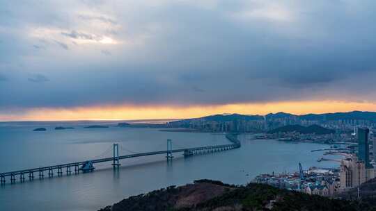 大连星海湾跨海大桥航拍延时