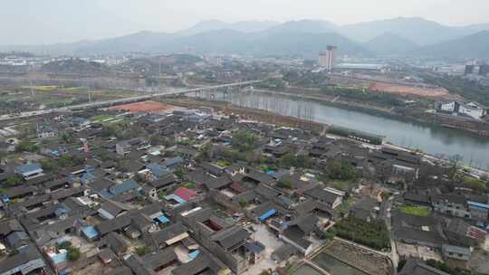 美丽乡村田园农业种植农作物油菜花航拍