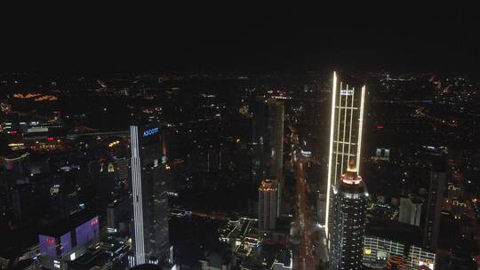 无锡市区三阳广场夜景航拍4K视频素材视频素材模板下载