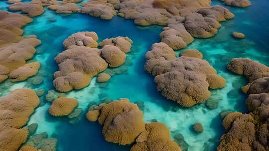 俯瞰海底珊瑚与海水景观