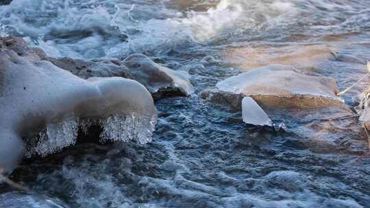 冬天河水结冰 冬天流淌的河水