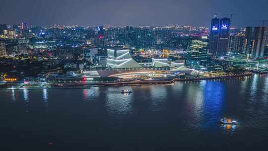 广州白鹅潭大湾区艺术中心夜景延时