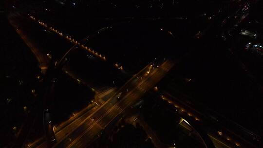 航拍郑州夜景化工路西三环立交桥夜景视频素材模板下载