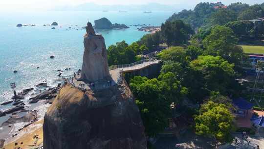 厦门思明区鼓浪屿航拍郑成功雕像福建城市风