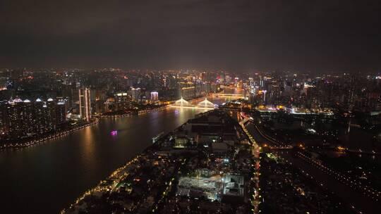 广东省广州市海印大桥夜景航拍