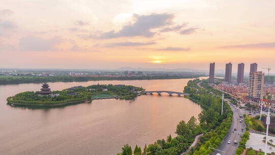 江西抚州梦湖延时摄影城市风光宣传片