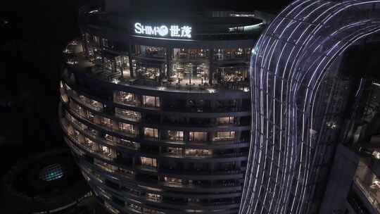 航拍上海著名旅游景点深坑酒店夜景视频素材模板下载