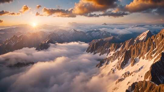 雪山云海日出全景