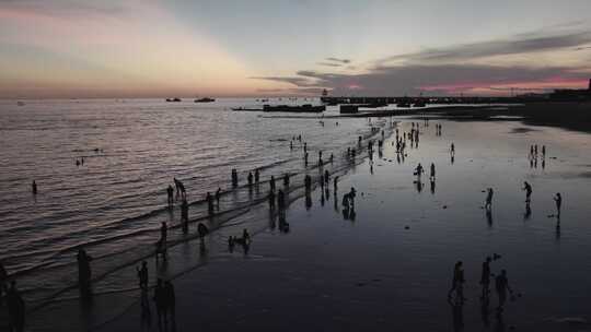 广西省北海市北海夕阳航拍4k视频