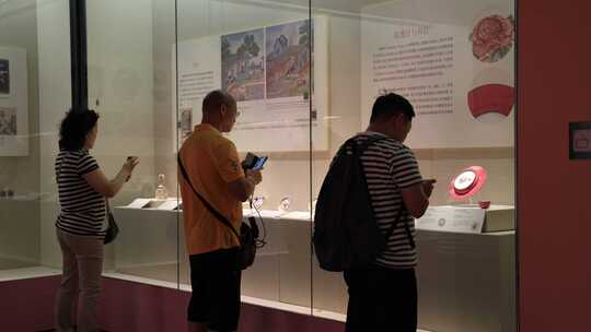 博物馆历史文物参观博物馆人群视频素材模板下载