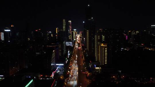 航拍城市夜景交通车辆行驶