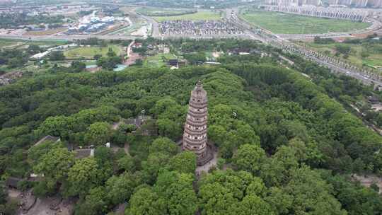 江苏苏州虎丘斜塔5A景区航拍