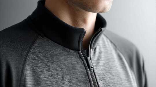 简约灰色拉链运动衣细节展示