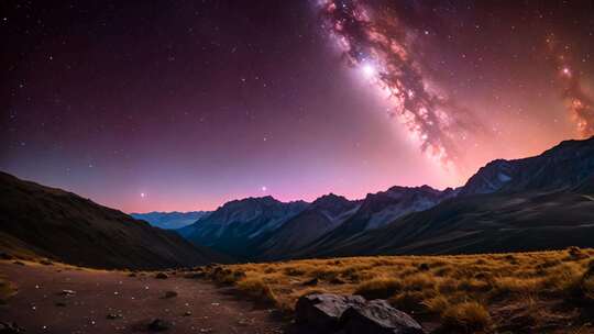 山间夜空璀璨星河全景