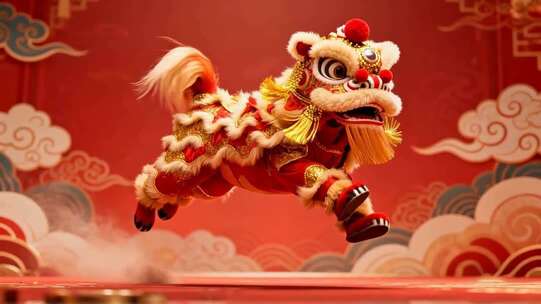 舞狮表演喜庆素材