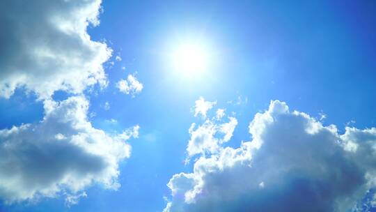 4K超清夏天太阳蓝天白云阳光清新自然