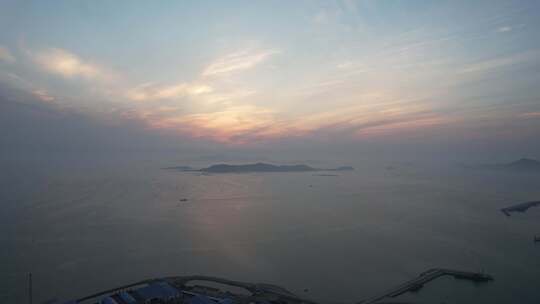 海上夕阳晚霞日落航拍