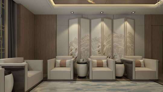 中式会议室洽谈室环境空镜合集