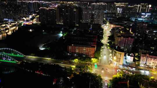 航拍温州南塘大桥夜景