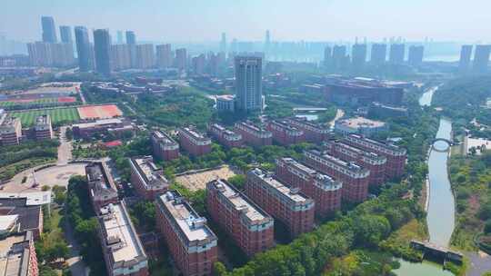 江西南昌航空大学前湖校区校园航拍风景风光