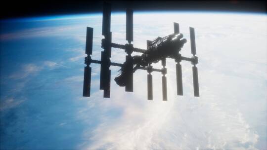 拍摄地球上空的宇宙飞船视频素材模板下载
