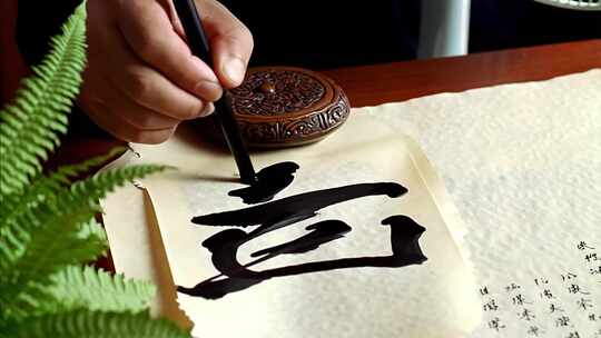 手书毛笔字书法创作画面