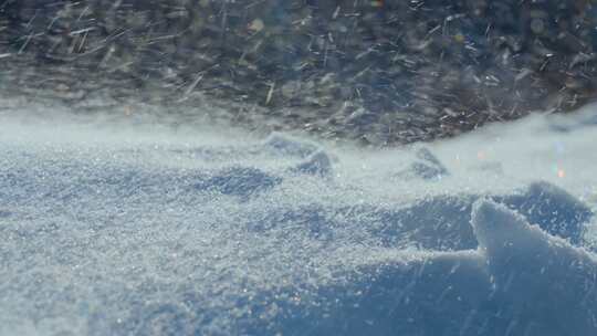 雪地刮风，风雪，寒冷冬季