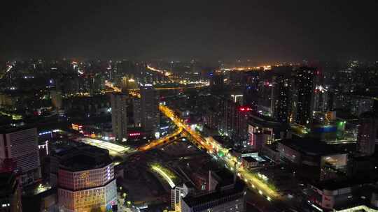 河南郑州夜景城市建设航拍