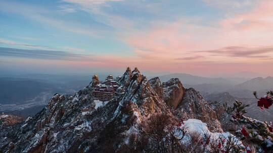 洛阳老君山雪景延时摄影视频素材模板下载