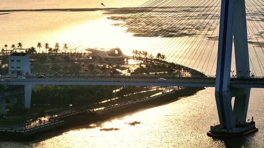 海口世纪大桥夕阳航拍