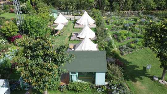 帐篷露营营地花园花海森林树林航拍