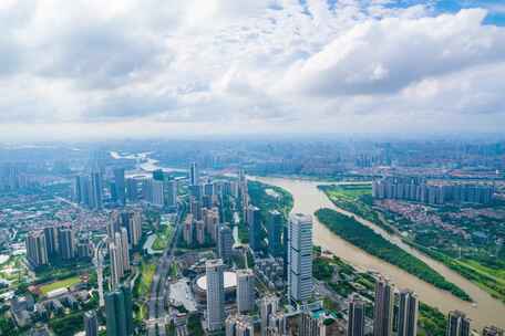 佛山新城高空东平河龙舟广场两岸延时