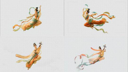 敦煌 飞天仕女 透明通道