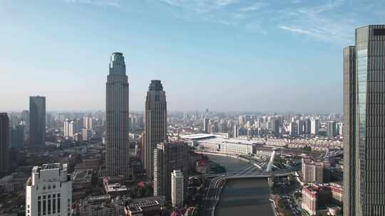 天津海河风景津湾赤峰桥城市风光航拍