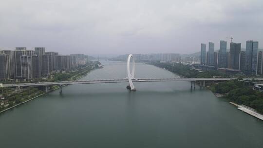航拍广西柳州柳江白沙大桥