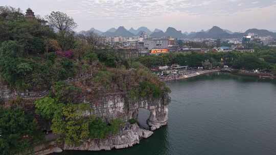 广西桂林象山景区桂林象鼻山航拍