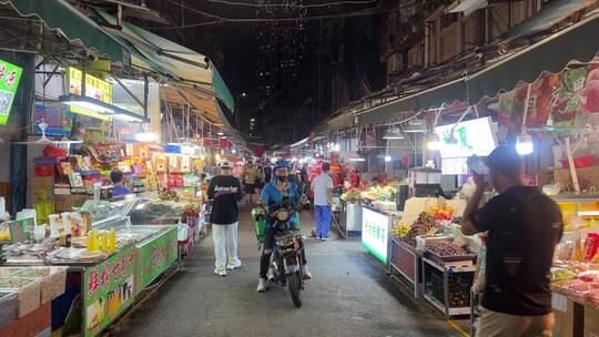 厦门八市海鲜美食加工市场晚上视频素材模板下载