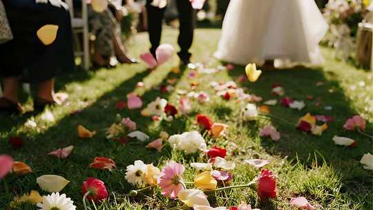 七夕节婚礼花瓣浪漫爱情庆祝视频
