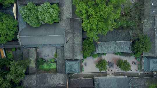 俯拍浙江天台山国清寺庙景区一角