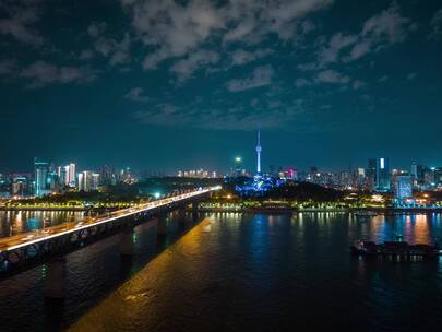 原创4K黄鹤楼航拍夜景延时