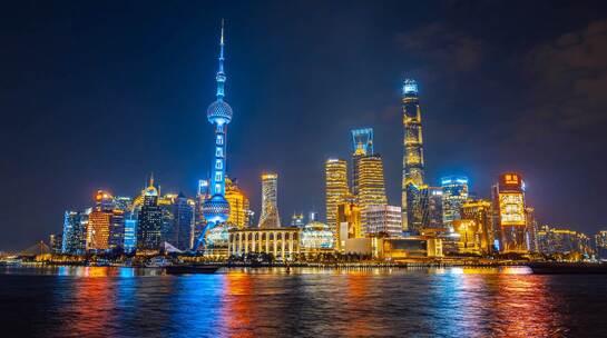 上海外滩夜间繁华城市夜景延时拍摄源素材4K视频素材模板下载