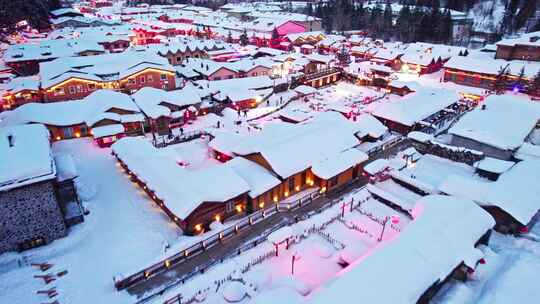 中国黑龙江雪乡风景航拍